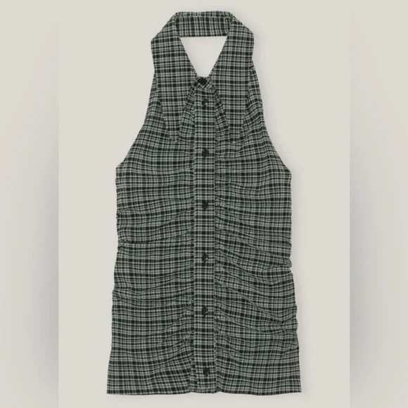 Ganni 2pc seersucker halter top and kick flare pants set - Picture 9 of 16